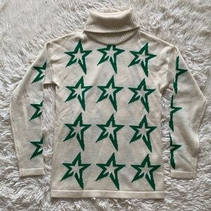 Perfect moment star dust ski sweater in white/ green star